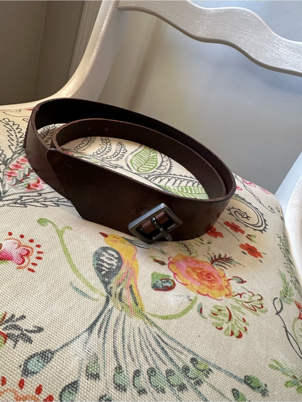 J. Jill Dark Brown Leather Belt with Metal Buckle